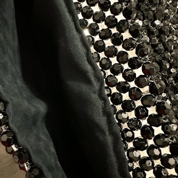 Handmade Black Beaded Shoulder Bag with Silver Chain Strap - Picture 8 of 9